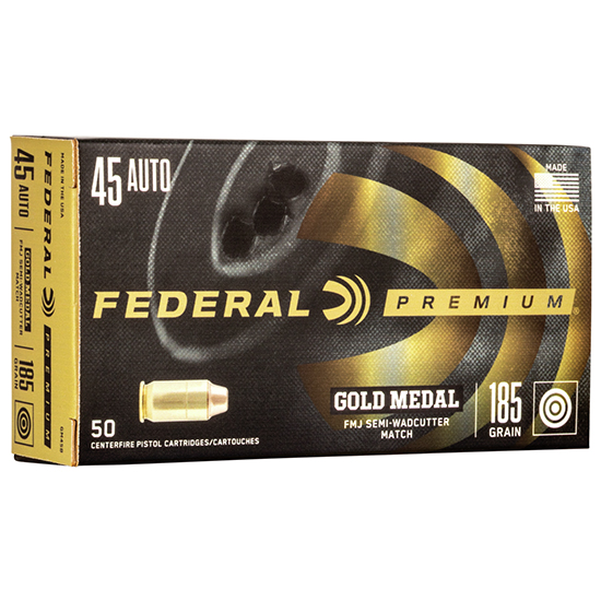 FED GOLD MEDAL 45ACP 185GR FMJ SEMI WC 50/20 - Ammunition